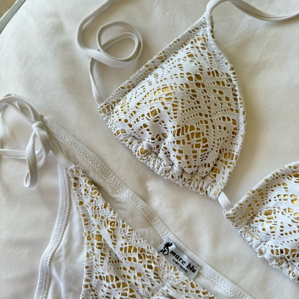 Mare Blu Saint Tropez White & Gold Bikini - Picture 3 of 6